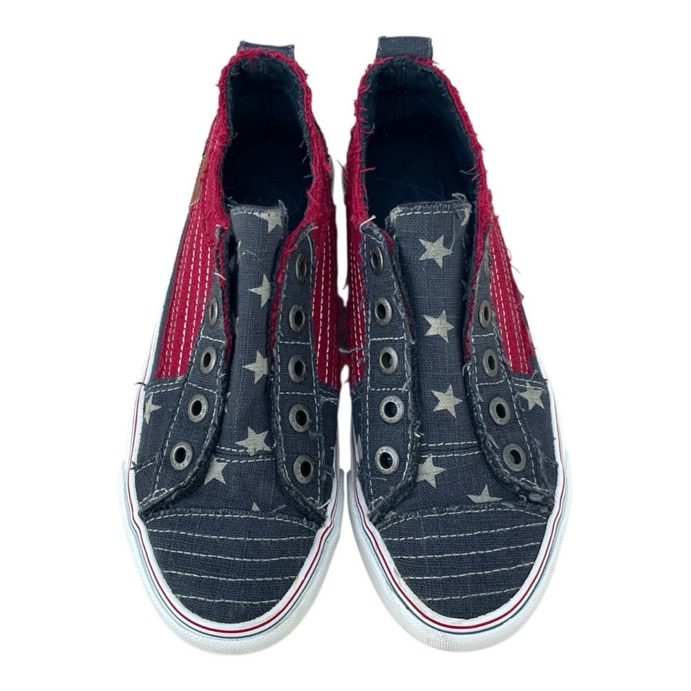 Blowfish Malibu Blue Red Stars American Linen Slip On Comfort Sneakers size 7.5